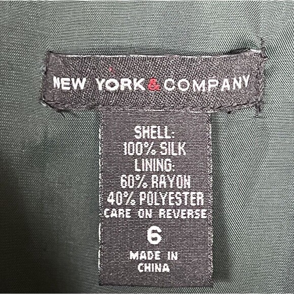 New York & Company Sz 6 100% Silk Mini Shift Cocktail Dress Formal Hunter Green - Picture 6 of 11